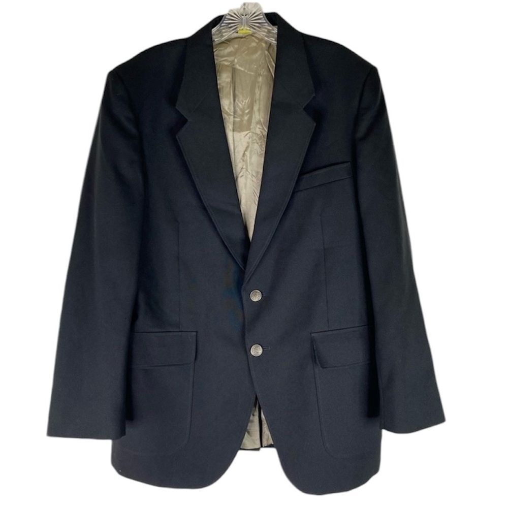 Edgeworth Blazer Sport Coat Men’s Black Vintage 2 Button Multi Pockets Lined